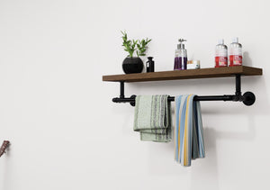 Steampunk Pipe Towel Holder with Shelf