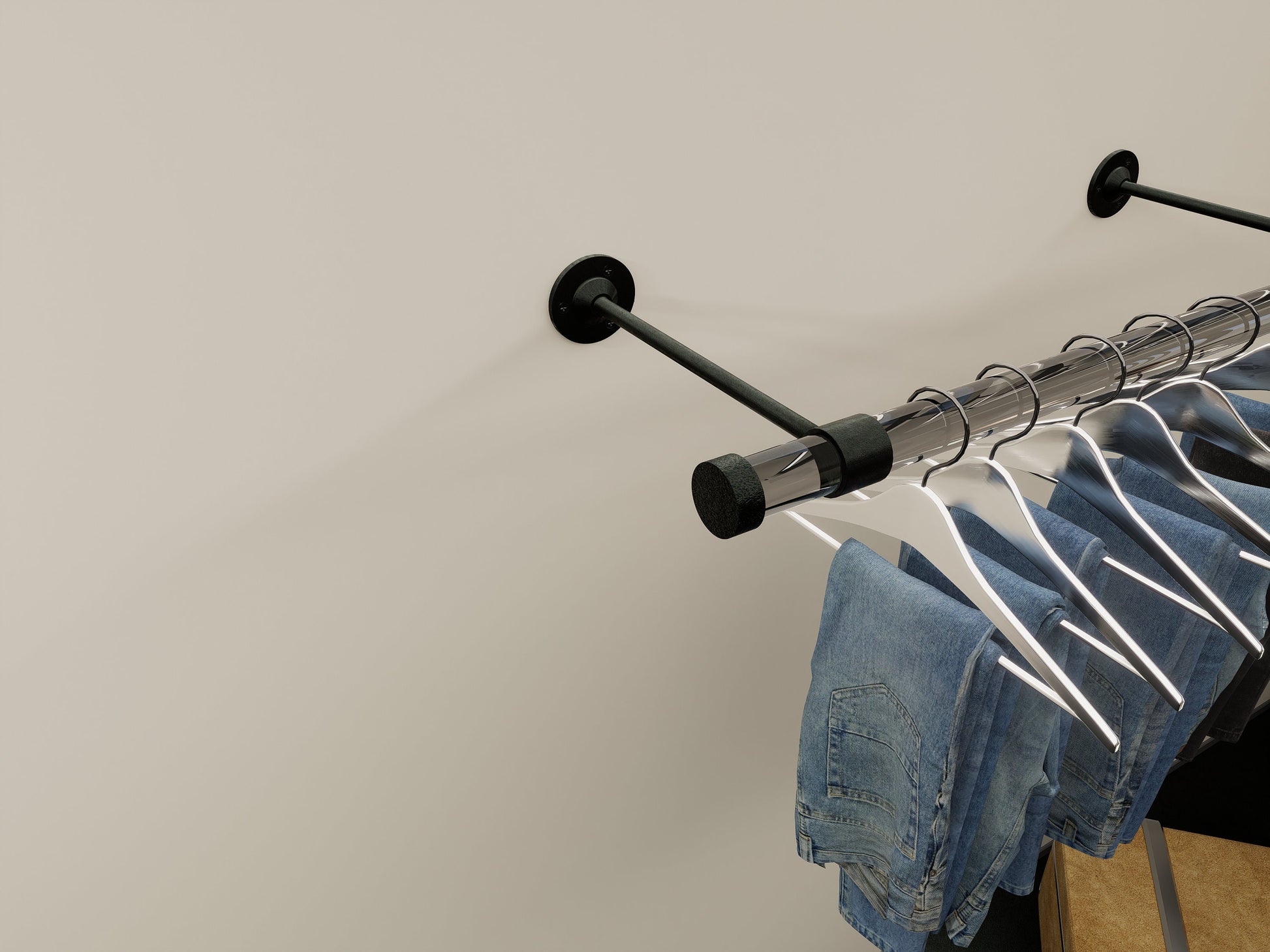 Customizable wall-mounted wardrobe organizer made from high-quality lucite and brass.
