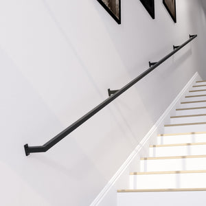 Handmade Square Tube Wrought Iron Handrail: Industrial Stair Rail - UK Made