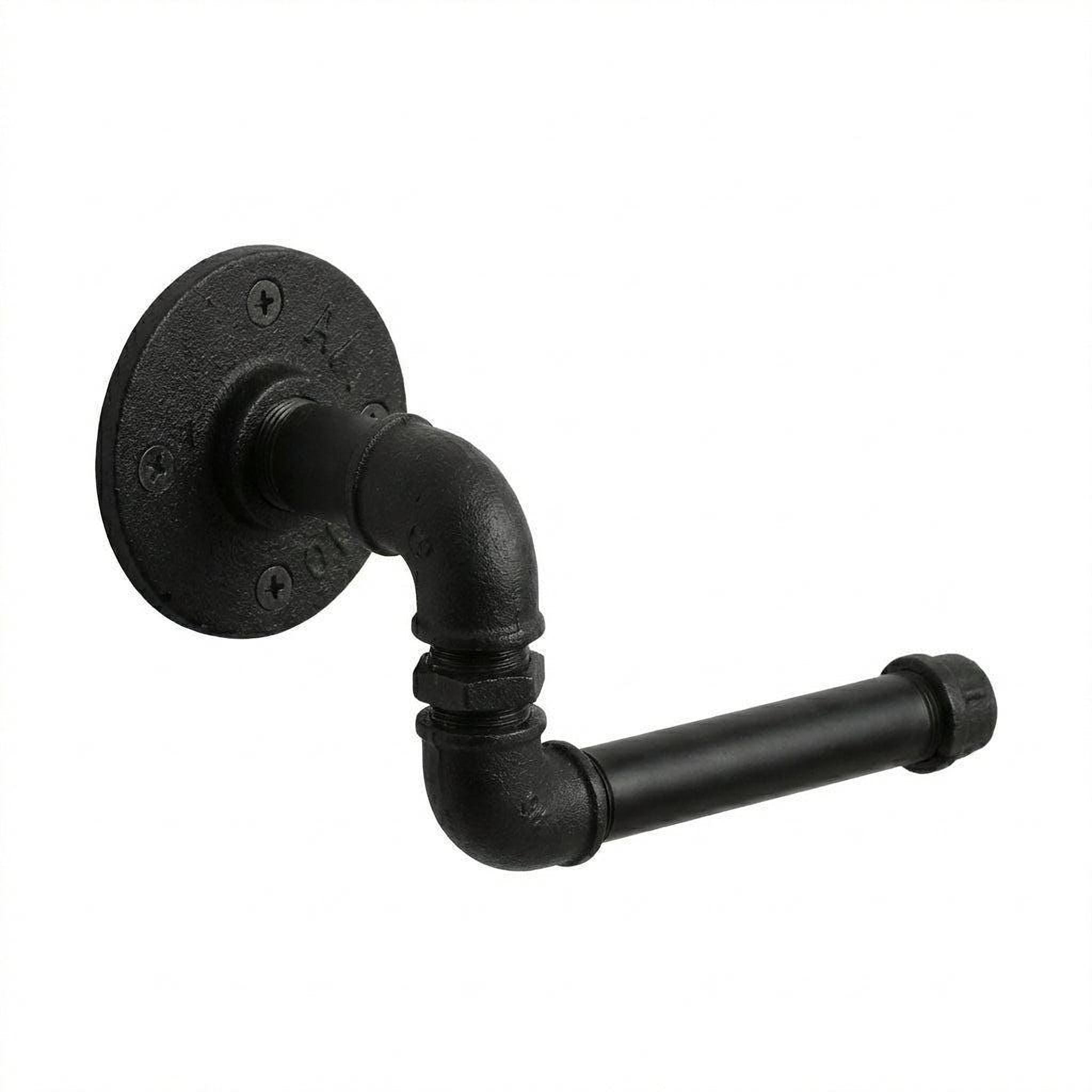 a black pipe-style towel rack mounted on a wall.