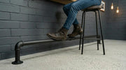 Industrial Bar Foot Rail – Black Steel Wall Mounted