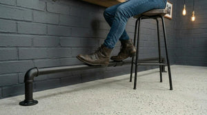 Industrial Bar Foot Rail – Black Steel Wall Mounted