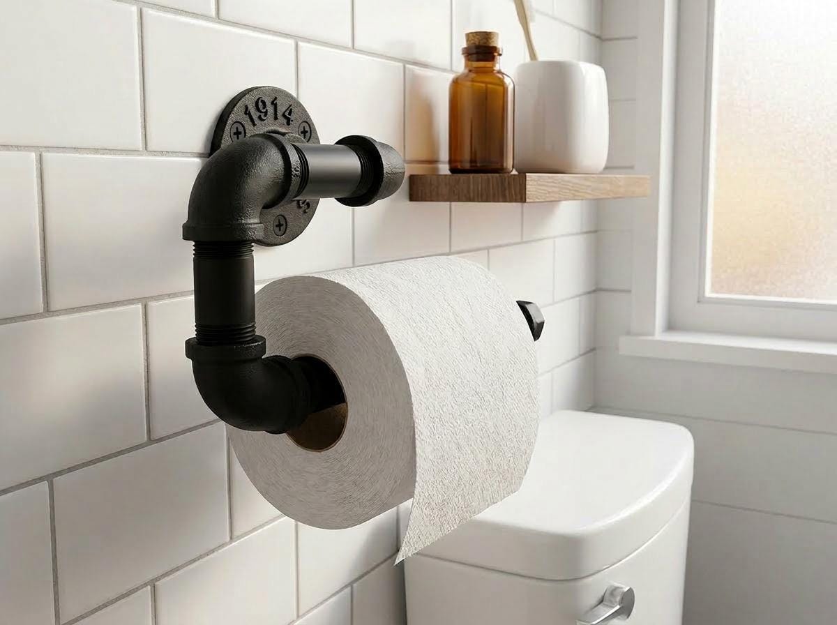 Industrial Pipe Toilet Roll Holder – Steampunk