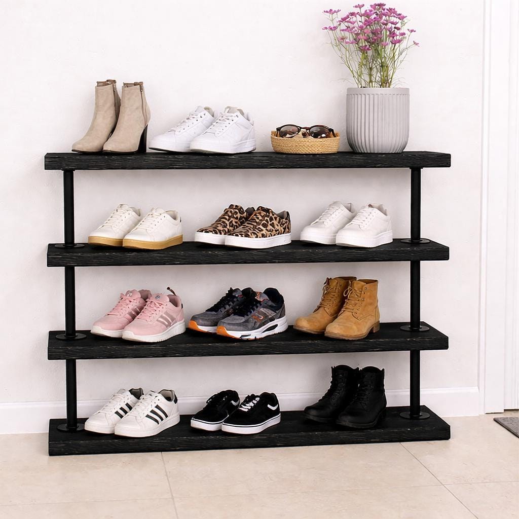 Industrial Pipe Shoe Rack – Rustic Tiered Organizer