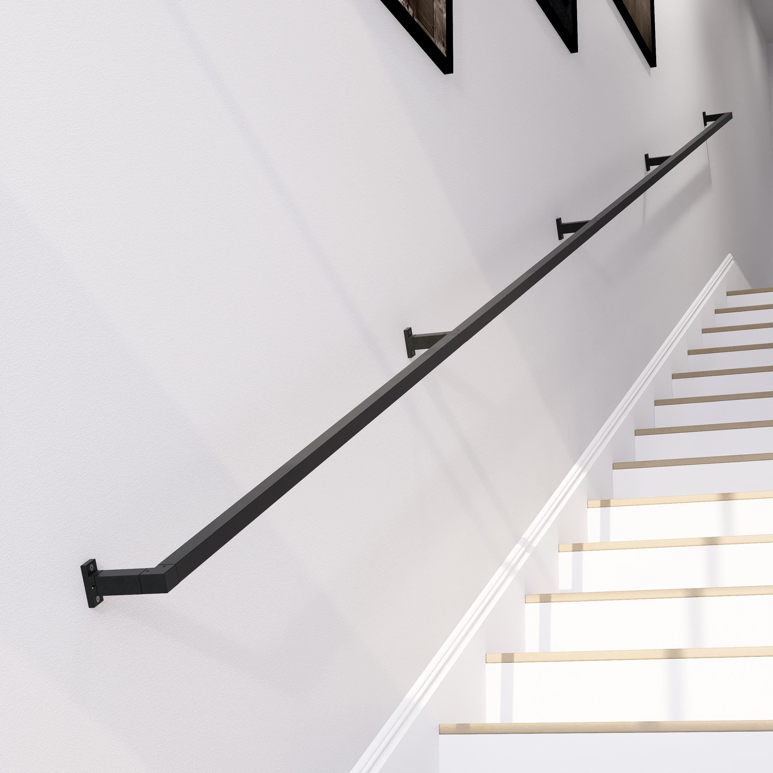 Handmade Square Tube Wrought Iron Handrail: Industrial Stair Rail - UK Made
