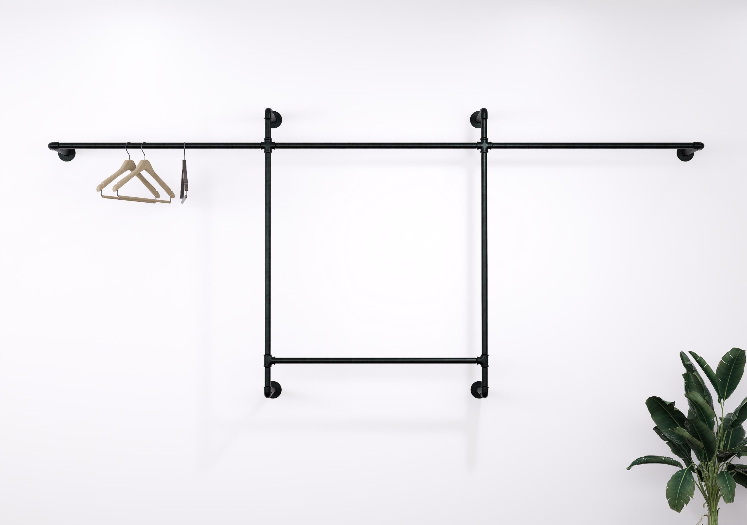 Open Wardrobe Industrial Pipe Clothing Rack