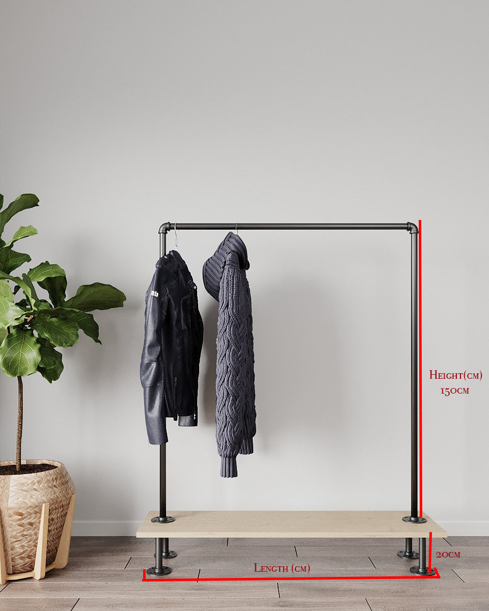 Glacis industrial-style clothing rack with clothes rails, perfect for hanging clothing and storage clothing