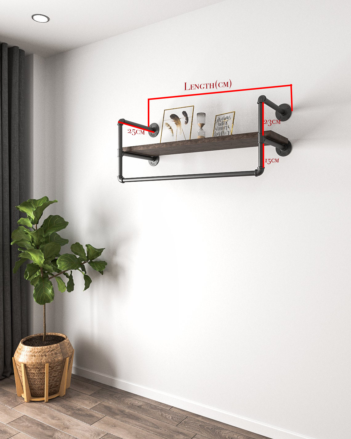 Clothes Rail with Built-in Shelf, displaying garments and accessories, showcasing its multifunctional design.