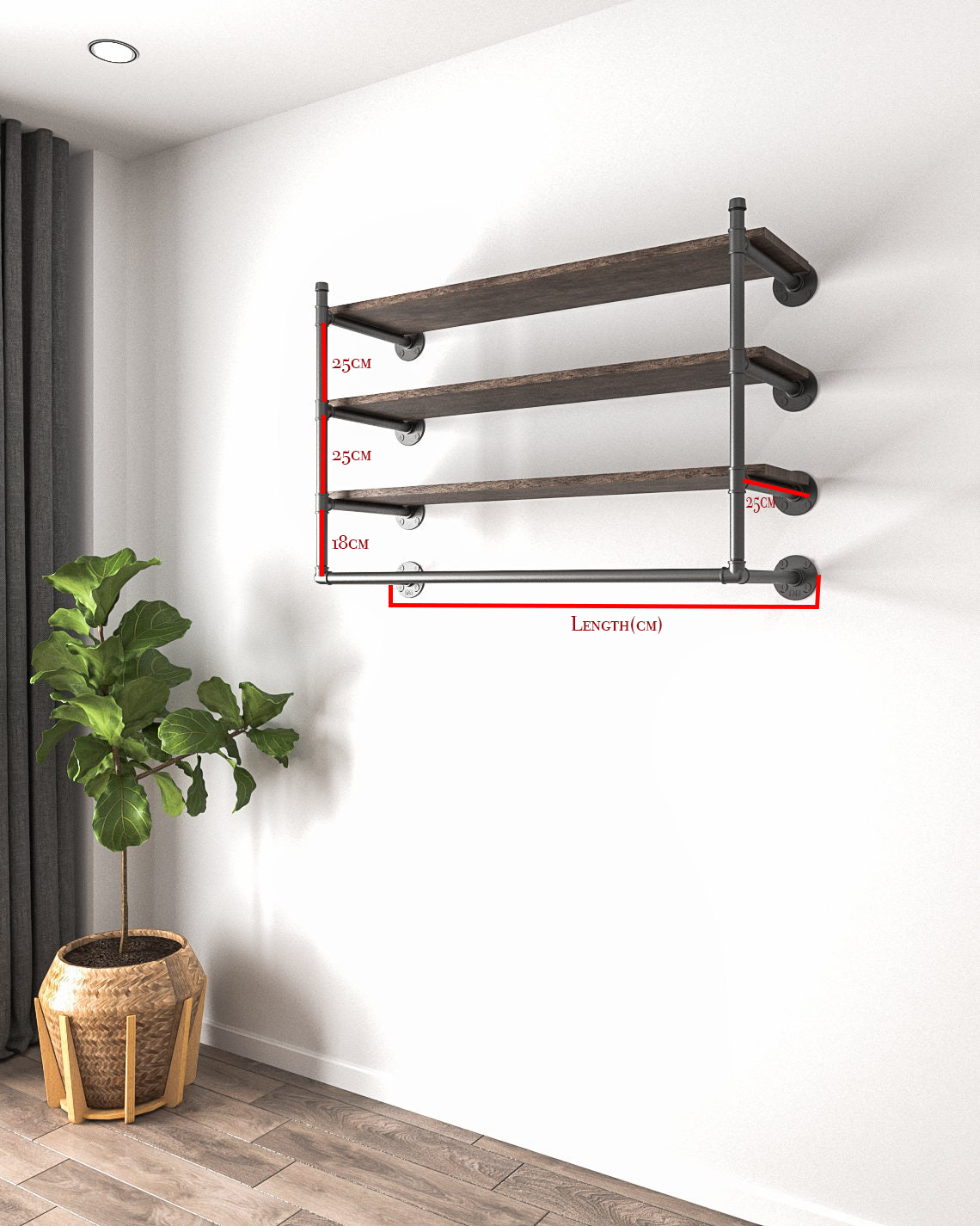 Emdo Versatile Wall Mounted Clothes Rail with Shelves