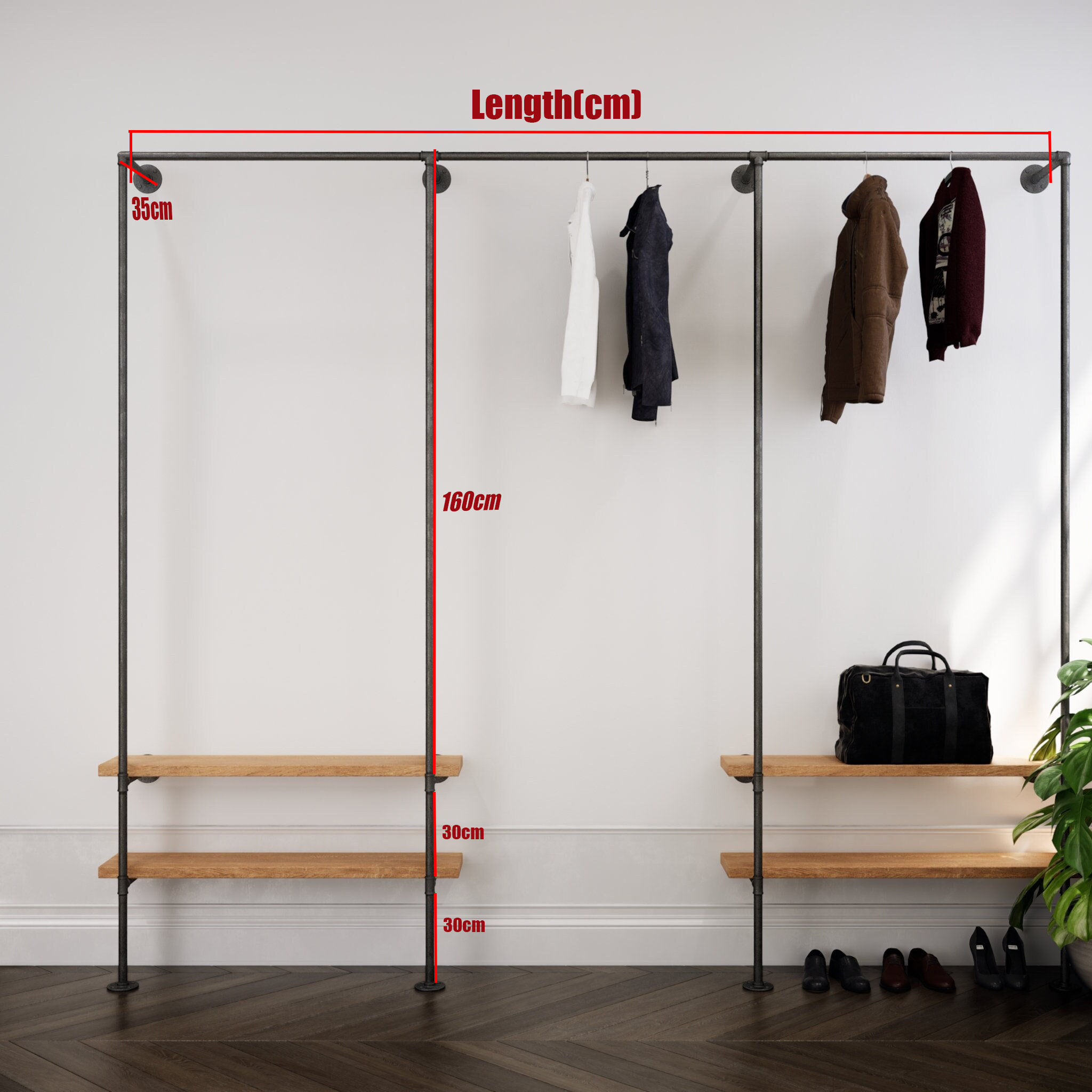 Porte-vêtements industriel en tube pour robe longue scintillante