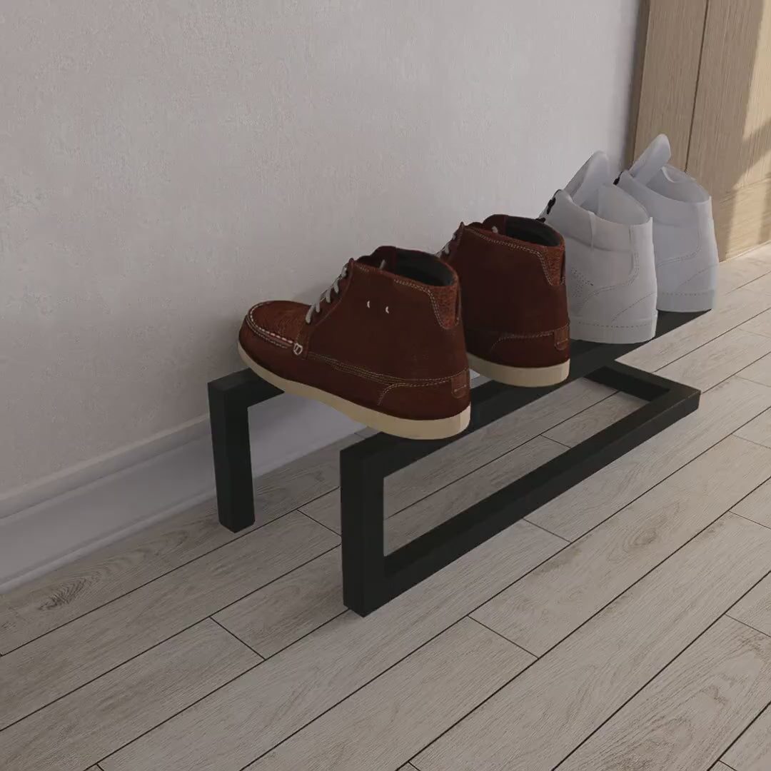 Load video: Metal Shoe Rack – Minimalist Steel Sneaker Stand