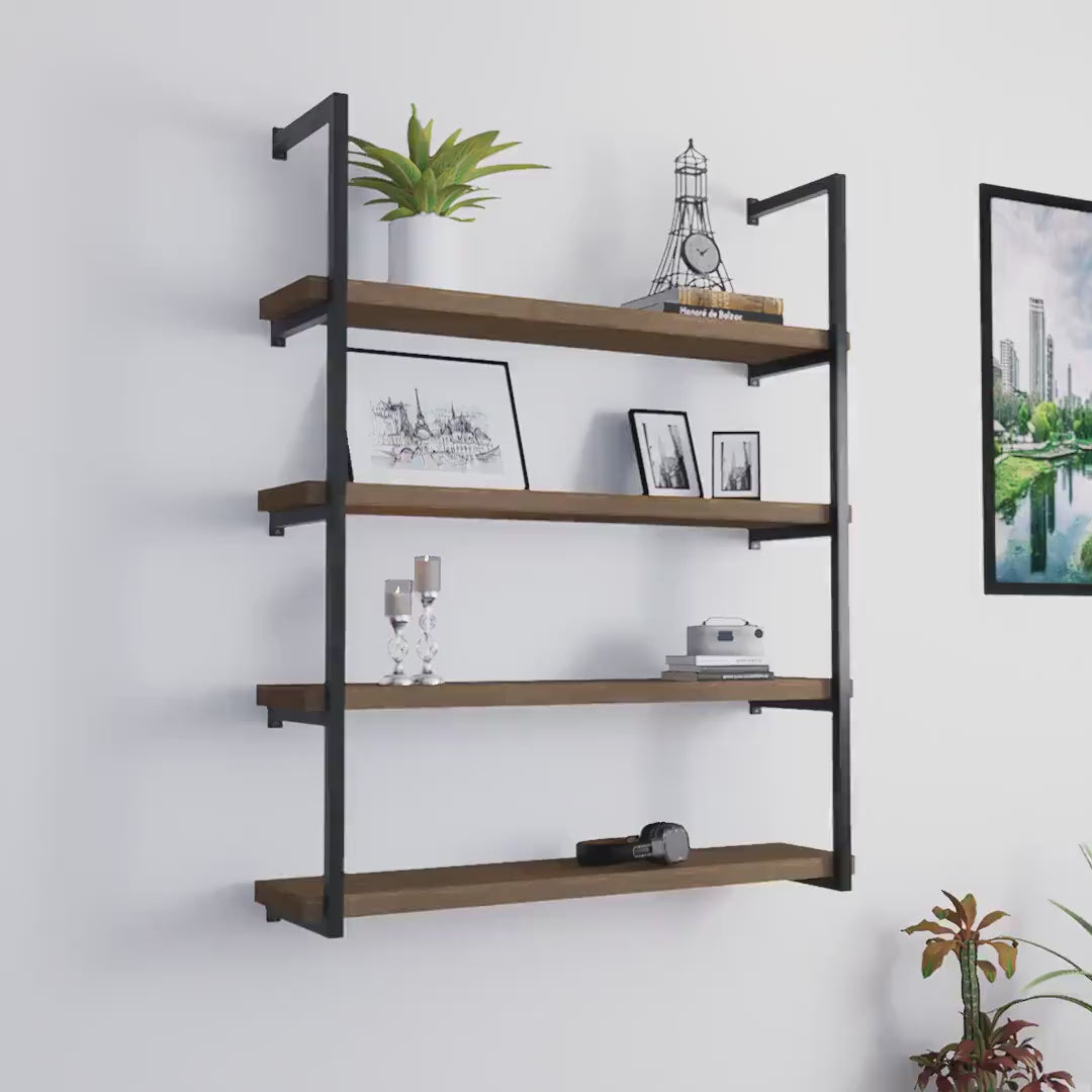 Load video: Multi-Tier Shelf Brackets: Heavy Duty Floating Shelving Hardware