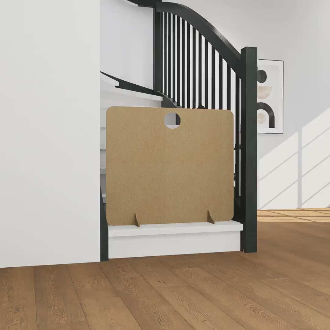 Charger la vidéo : The Dog Stopper – Freestanding Stair Pet Gate