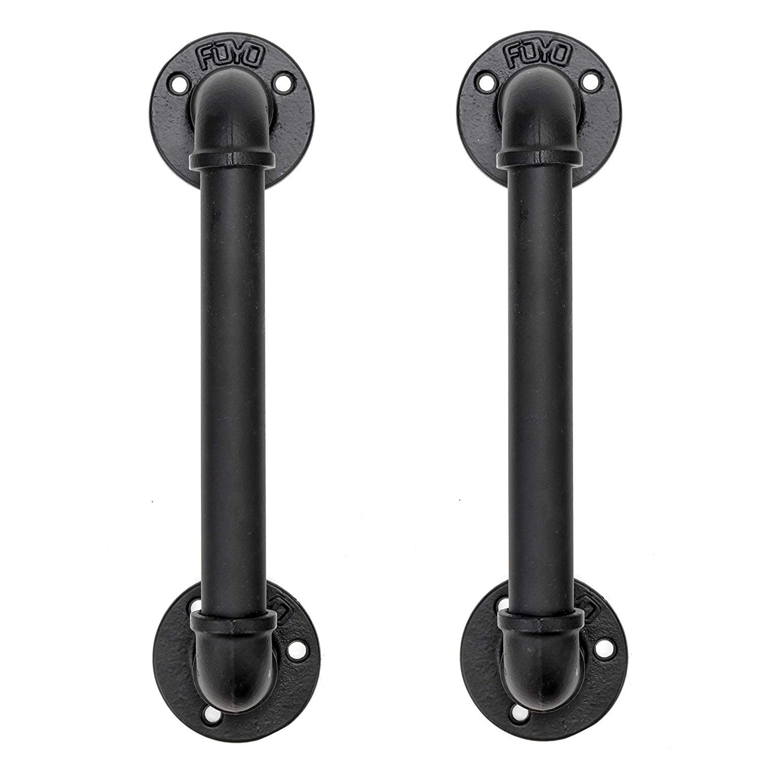 Pair Industrial Pipe Door Pull Handle / Grab Bar