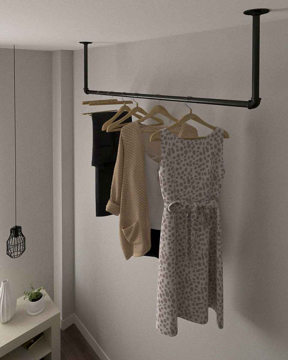 Durga Efficient Storage Solution Pipe Ceiling Clothes Rack