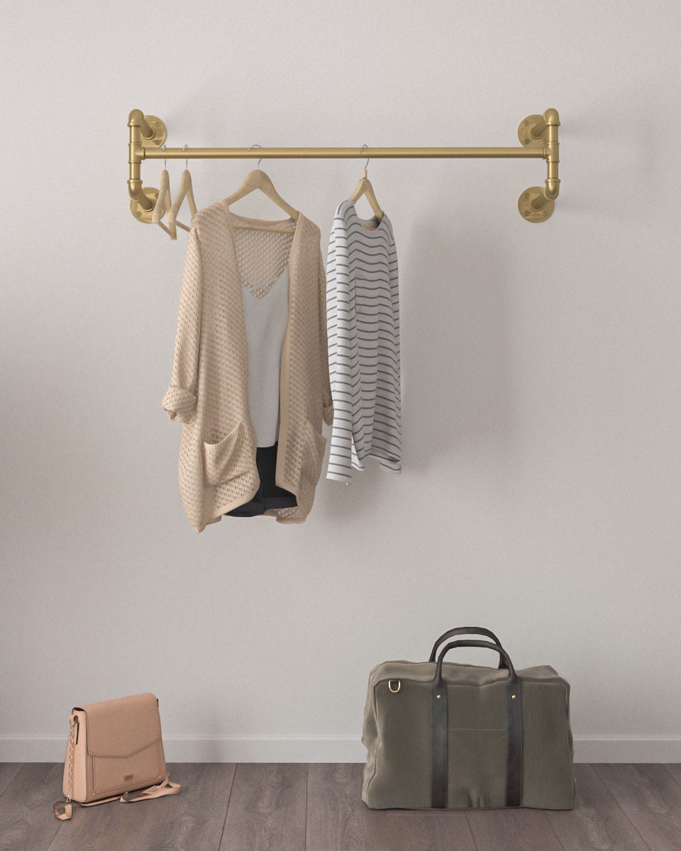 Gold Retro Clothing Rack | Easy Assembly & Customization