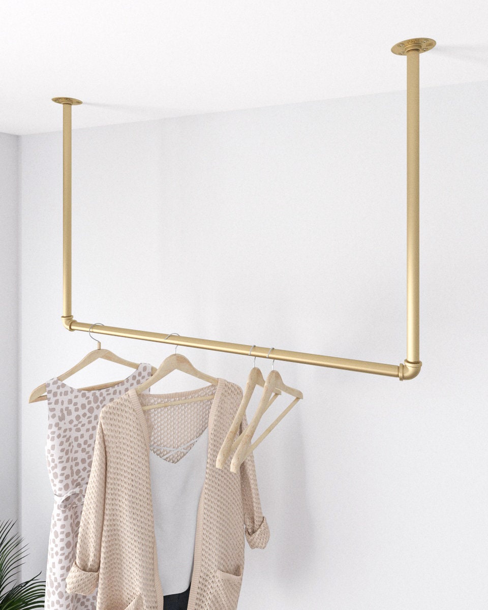 Zest Pipe Golden Ceiling Clothes Rack