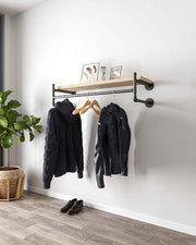 Leor Industrial Pipe Wall Mounted Clothing Rack: Sturdy Open Wardrobe