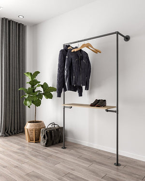 Maacah Pipe Clothes Rail Vægmonteret system: Skostativ og opbevaringshylder