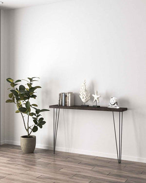 Table console rustique Serenity avec pieds en épingle à cheveux