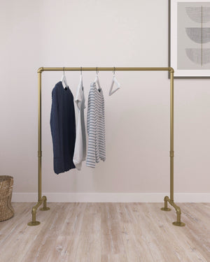 Xpo Gold Industrial Pipe Free Standing Garment Rack