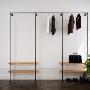 Porte-vêtements industriel en tube pour robe longue scintillante