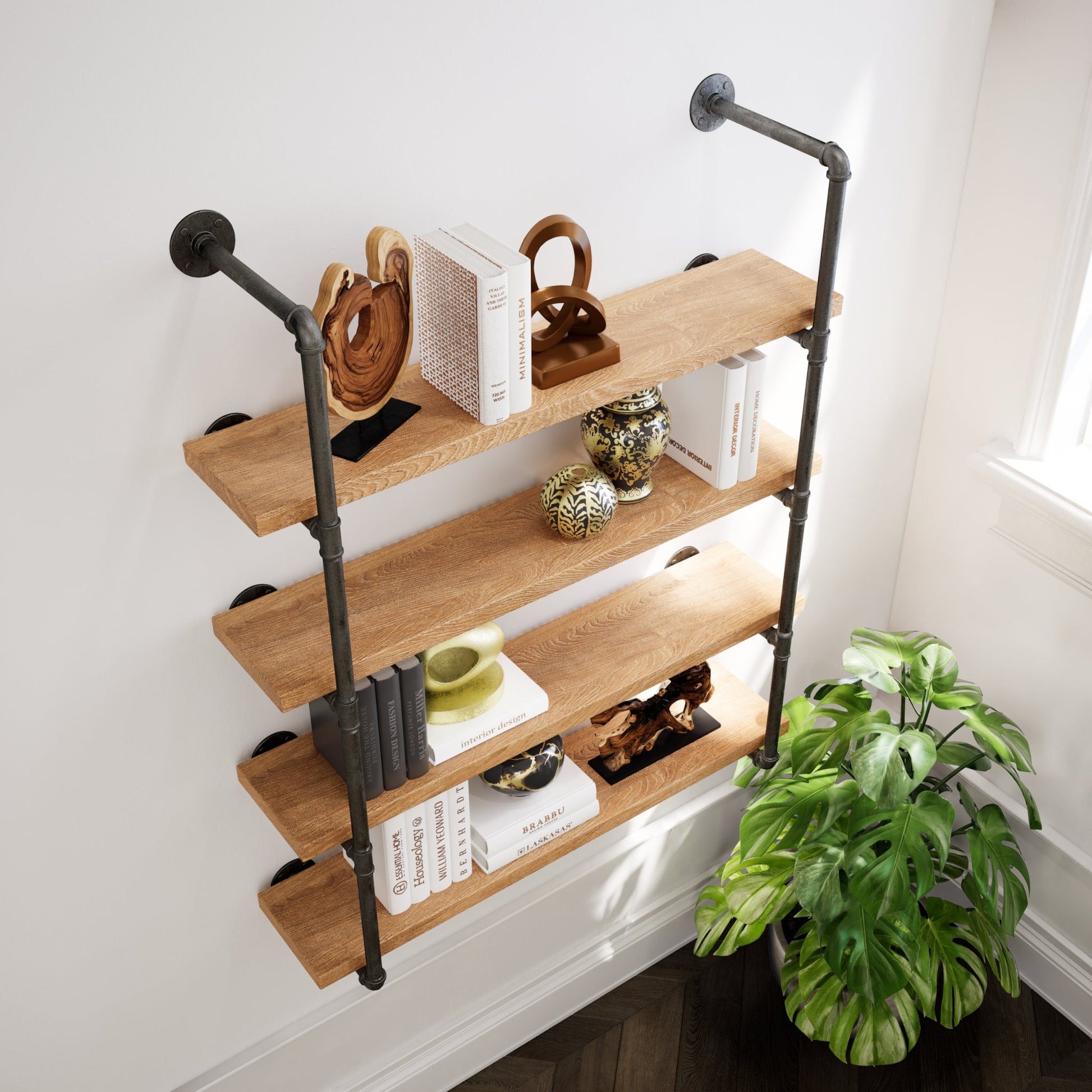 Prism pipe Floating Open Kitchen Shelves